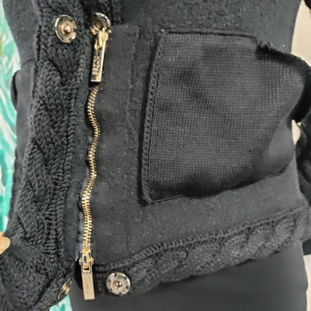 Knitss Wool Cable Knit Black Thick Lux Cardigan Twee M - Picture 5 of 16